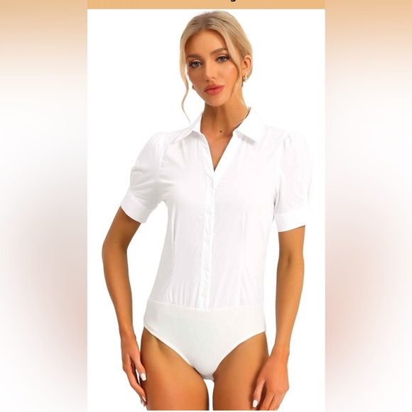 Allegra K Dresses & Skirts - Allegra K Women's Bodysuit Button Down Collared Short Sleeve  S 845-11